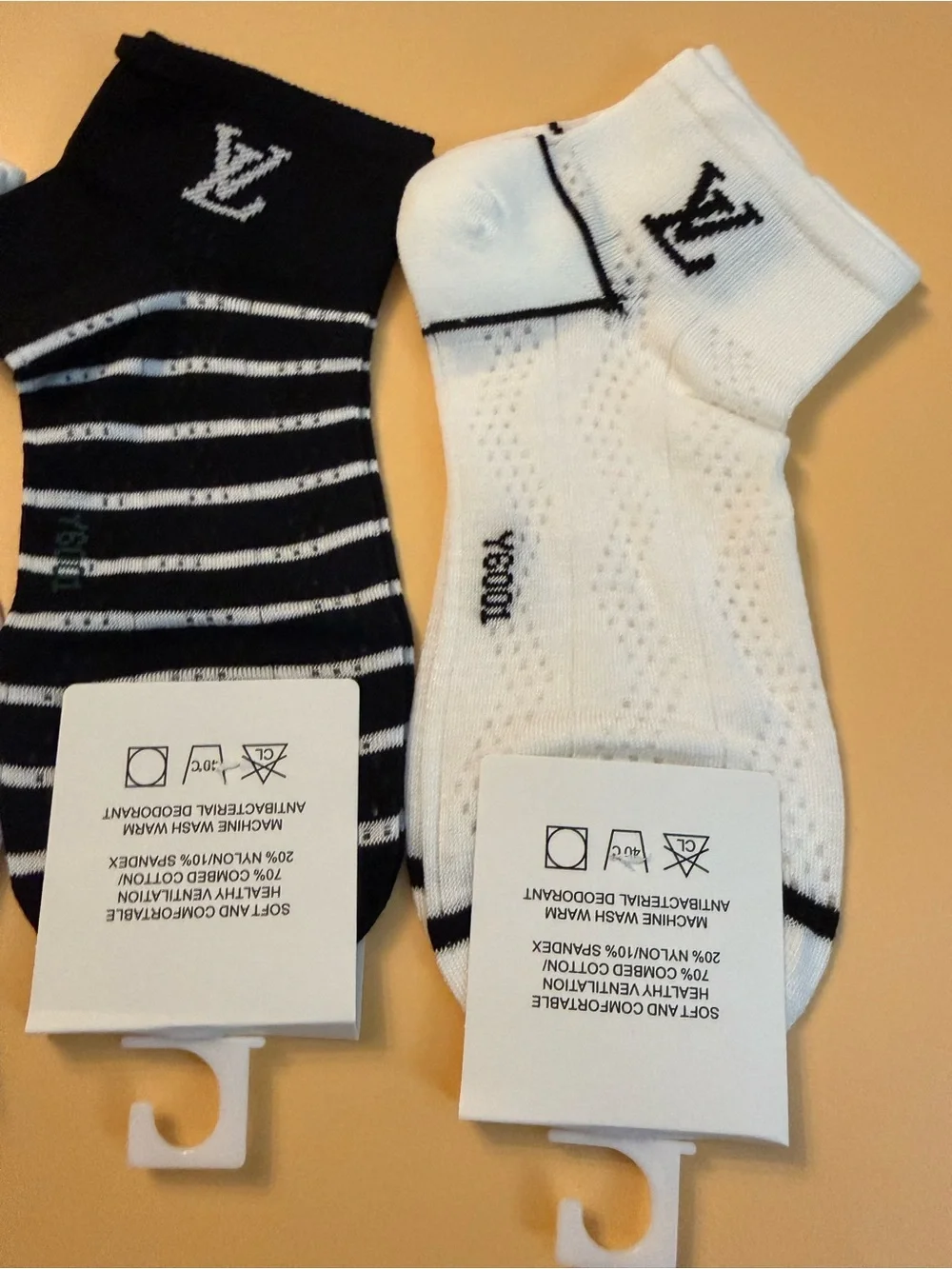 Designer Ankle Socks low cut Black White Stripe socks 3 pairs New small medium